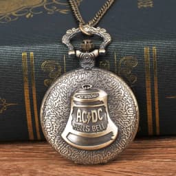 Vintage Bronze Quartz Pocket Watch, Bell Pattern Necklace Pendant Chain Watch, Men Women's Christmas Clock Gift Collection