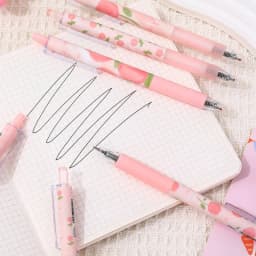 6 Pack Cute Click Pens, 0.5mm Ink, Office School Supplies, Christmas New Year Valentine's Day Gifts, Neutral Design school