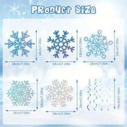 24 Frozen Style Blue And Silver Snowflake Vortex Decorations Rainbow Ceiling Streamerssuitable for Christmas And Birthday Partie