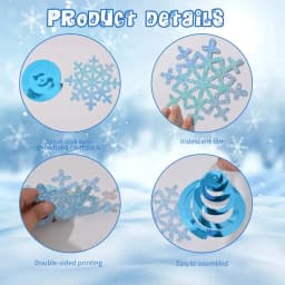 24 Frozen Style Blue And Silver Snowflake Vortex Decorations Rainbow Ceiling Streamerssuitable for Christmas And Birthday Partie