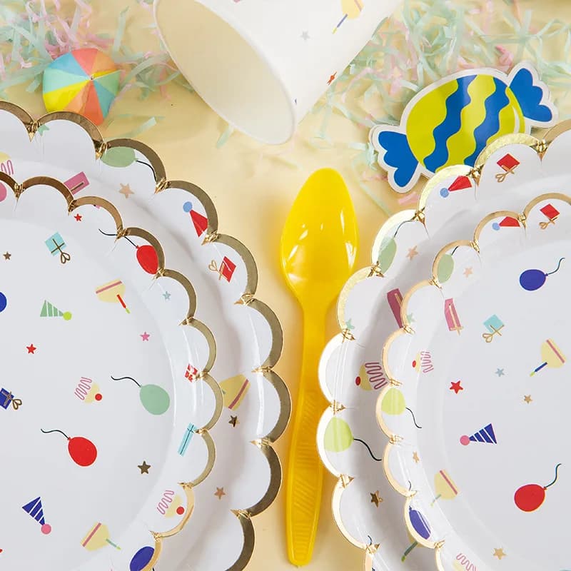 Christmas Theme Party Decoration Paper Napkins Plates Cups Gold Foil Disposable Tableware Wedding Birthday Party Decorative