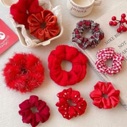 2026 New Christmas Red Color Hair Scrunchies For Women Girls Fashion High Elasticity No Hurt Hair Elastics New Year Accessories