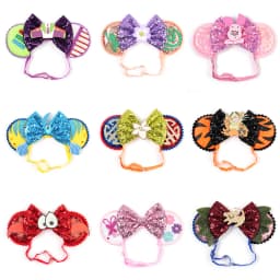 Mouse Ears Adjustable Headband Cartoon Sequin Bows Headband Birthday Party Christmas Princess Cosplay Costume For Women Adult