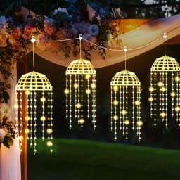 2/4Pcs Outdoor Solar LED Hanging Jellyfish Lights, 8 Lighting Modes for Patio Eaves Balcony Porch Trees Christmas Decoration