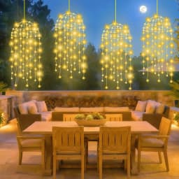 2/4Pcs Outdoor Solar LED Hanging Jellyfish Lights, 8 Lighting Modes for Patio Eaves Balcony Porch Trees Christmas Decoration