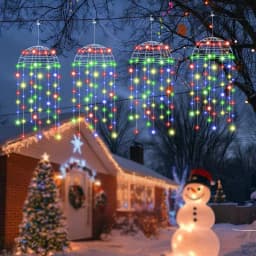 2/4Pcs Outdoor Solar LED Hanging Jellyfish Lights, 8 Lighting Modes for Patio Eaves Balcony Porch Trees Christmas Decoration