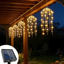 2/4Pcs Outdoor Solar LED Hanging Jellyfish Lights, 8 Lighting Modes for Patio Eaves Balcony Porch Trees Christmas Decoration
