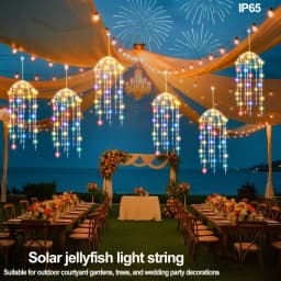2/4Pcs Outdoor Solar LED Hanging Jellyfish Lights, 8 Lighting Modes for Patio Eaves Balcony Porch Trees Christmas Decoration