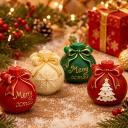 3D Christmas Ornament Silicone Mold Bow Gift Ball Candle and Soap Mold with Snowflake Tree for DIY Holiday Crafts and Decoration