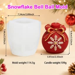 3D Christmas Ornament Silicone Mold Bow Gift Ball Candle and Soap Mold with Snowflake Tree for DIY Holiday Crafts and Decoration