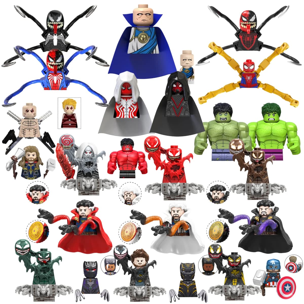 Blind Box Mini Building Blocks TV6204 Figures Big Goblin Spiderman Iron Man Venom Captain Hawk Deadpool Armor Christmas Gift Toy