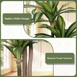 4ft/5ft/6ft Artificial Dracaena Tree in Pot - Realistic Faux Plastic Tropical Floor Plant with Easy Assembly, All-Season Indoor/Outdoor Decor for Home Office Living Room Porch, Housewarming Gift Perfect for Christmas Thanksgiving