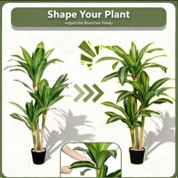 4ft/5ft/6ft Artificial Dracaena Tree in Pot - Realistic Faux Plastic Tropical Floor Plant with Easy Assembly, All-Season Indoor/Outdoor Decor for Home Office Living Room Porch, Housewarming Gift Perfect for Christmas Thanksgiving