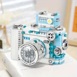 DIY Retro Building Block Camera Model Creative Puzzle Decoration Simulation Building Block Camera Christmas Halloween Gift Suitable Holiday Gift for Boys and Girls