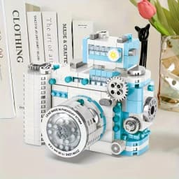 DIY Retro Building Block Camera Model Creative Puzzle Decoration Simulation Building Block Camera Christmas Halloween Gift Suitable Holiday Gift for Boys and Girls