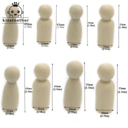 Kissteethe 50pc Men Woman Mixed Plain Blank Natural Wood People Peg Dolls Unpainted Figures Wedding Cake Family   Christmas Gift