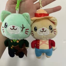 Anime One Piece Monkey D. Luffy Roronoa Zoro Sanji Ultraman Ace Sabo Plush Cat Keychain Pendant Cute Christmas Birthday Gift