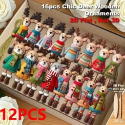 10pcs/set Christmas Wooden Pendant Take The Gift Xmas Tree Hanging Ornament Perfect for Xmas Party Decor Home New Year Gifts
