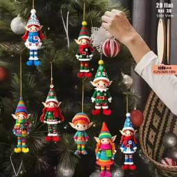 10pcs/set Christmas Wooden Pendant Take The Gift Xmas Tree Hanging Ornament Perfect for Xmas Party Decor Home New Year Gifts