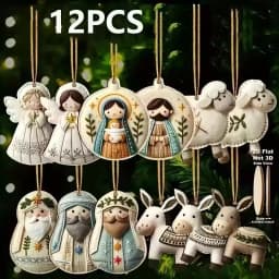 10pcs/set Christmas Wooden Pendant Take The Gift Xmas Tree Hanging Ornament Perfect for Xmas Party Decor Home New Year Gifts