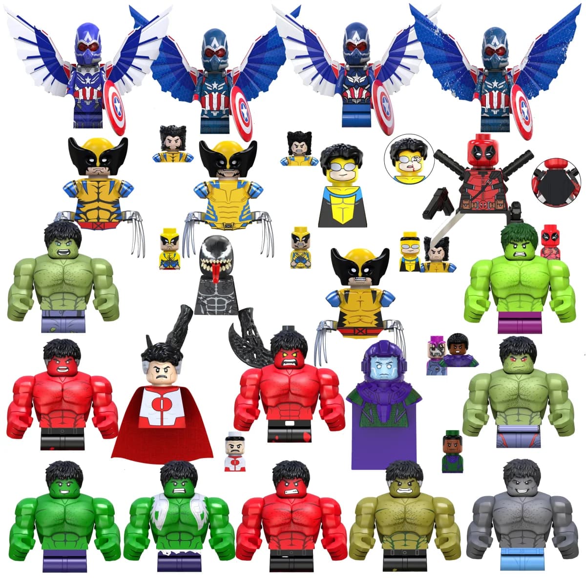 Blind Box Mini Building Blocks TV6205 Figures Big Goblin Spiderman Iron Man Venom Captain Hawk Deadpool Armor Christmas Gift Toy