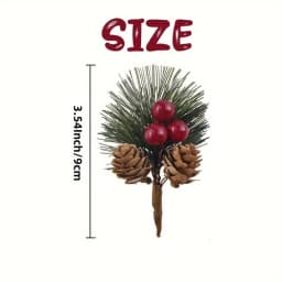 24pcs Artificial Pine Picks with Red Berries And Plastic Pinecones, Americana Style Faux Pine Needle Sprigs, Plastic Christmas