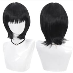 Short Straight Bob Black For Women synthetic wig with fringe Ladies High temperature silk wig For Christmas Carnival Daily wear