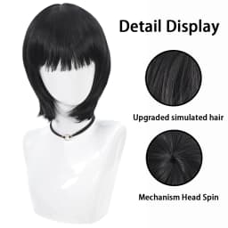 Short Straight Bob Black For Women synthetic wig with fringe Ladies High temperature silk wig For Christmas Carnival Daily wear