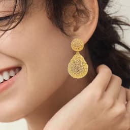 YTJX Women's Piercing Earring 18K Copper Gold Plated Hollow out Long Pendant Water Drop Jewelry Accessories For Christmas