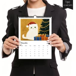 1pc 2027 Wall Calendar, Four-Season Cat Theme, 12-Month Monthly Planner, Perfect Gift for Birthdays, Christmas, New Year