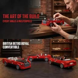 Retro Classic Car Luxury Convertible Building Blocks Vehicle Sports Car Bricks Toy Kit Christmas Holiday Gift Aldults