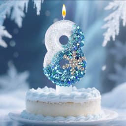 Snow Number Candles, Birthday Candles, Cake Decoration, Votive Candles for Birthdays,, New Year / Christmas /Party Decoration