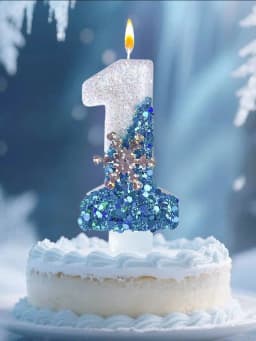 Snow Number Candles, Birthday Candles, Cake Decoration, Votive Candles for Birthdays,, New Year / Christmas /Party Decoration