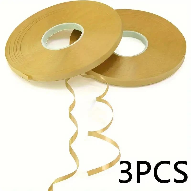 3 Roll Gold Curly Balloon Ribbon, Wide 5mm, Each Roll Is Long 393.7 Inch—Christmas Decoration, Holiday Wedding, Elegant Metallic