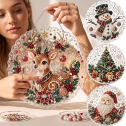 20X20CM Diamond Painting 3d Mixed-sized Pearl Beads Christmas Pearl Suncatcher Kit For Diy Craft Metal Chain Festive Wall Decor