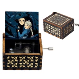 4 styles Howl Castle Music Box Totoro Music Box Antique carved Wooden Hand Crank Music Box figure Christmas Birthday Gift--