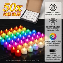 1-50Pcs Colorful LED Tealight Simulation Flame Flickering Candles Light With Battery Powered For Wedding Christmas Home Decor
