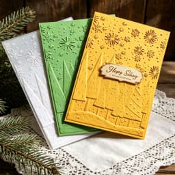 Christmas Snowscape Embossed Board Pine Tree Snowflake Pattern Embossed Template Handmade Card Background Embossing Tool