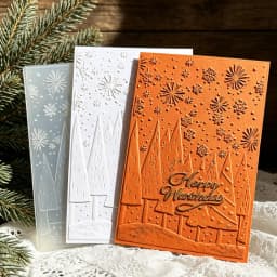 Christmas Snowscape Embossed Board Pine Tree Snowflake Pattern Embossed Template Handmade Card Background Embossing Tool