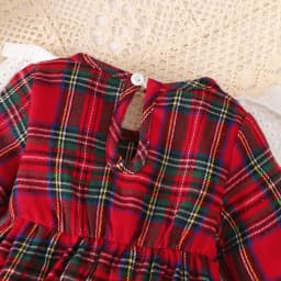 0-18 Months Baby Girl Christmas 2Pcs Red Plaid Long Sleeve Dress Set Lace Ruffle Headband Autumn Infant Princess Dress  Outfit