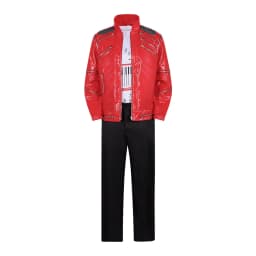 Michael Jackson Beat It Munich 1997 Red Leather Jacket Impersonators Leather Punk Casual Coat Halloween Stage Christmas Outwear