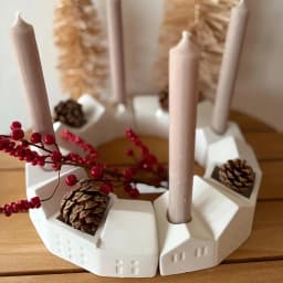 Christmas Advent Wreath Candlestick Mold - Silicone Mold for Clay Crafts, Perfect for Creating Advent Calendars, Light Fixtures,