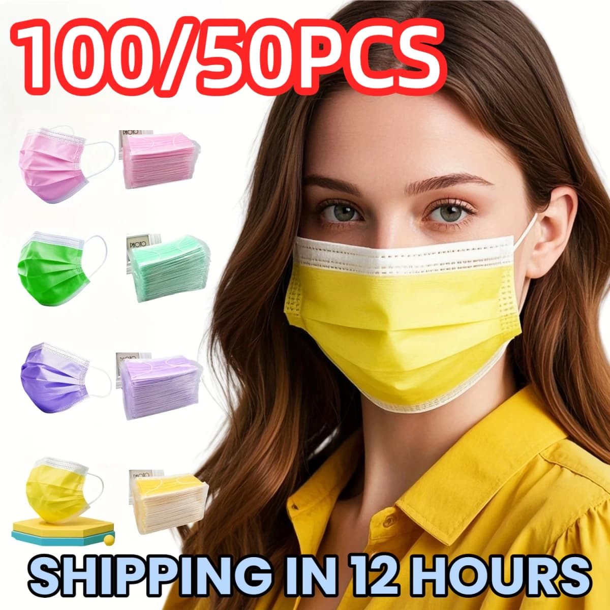 100/50Pcs Three-Layer Protective Filter Disposable Masks, Breathable and Comfortable, with Elastic Ear Loops and Nose Bridge Clip - Affordable Bulk Purchase for Home Use, Suitable for Travel, Outdoor Activities, Christmas, Halloween, Daily Wear, Office Use