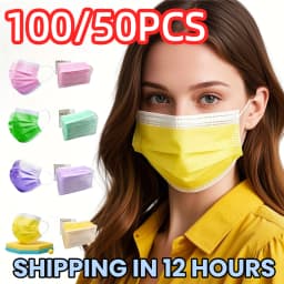 100/50Pcs Three-Layer Protective Filter Disposable Masks, Breathable and Comfortable, with Elastic Ear Loops and Nose Bridge Clip - Affordable Bulk Purchase for Home Use, Suitable for Travel, Outdoor Activities, Christmas, Halloween, Daily Wear, Office Use