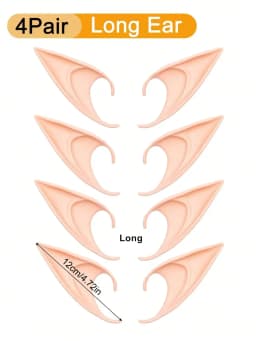 1/2/4Pairs Cosplay Fairy Pixie Elf Ears,Anime Party Dress Up Costume Masquerade Accessory, Halloween Christmas Party Photo Props