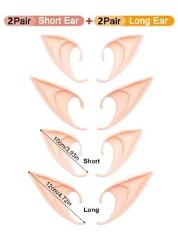 1/2/4Pairs Cosplay Fairy Pixie Elf Ears,Anime Party Dress Up Costume Masquerade Accessory, Halloween Christmas Party Photo Props