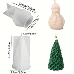 2pcs Holiday Gift Making Silicone Mold Snowman And Christmas Tree Diy Christmas Crafts Candles, Soap, Gypsum Crafts