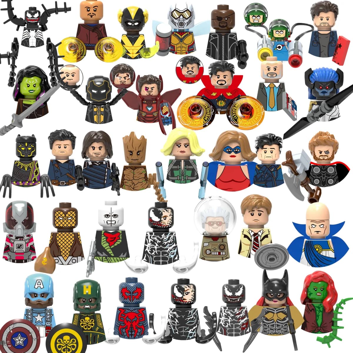 Blind Box Mini Building Blocks X0218 Figures Big Goblin Spiderman Iron Man Venom Captain Hawk Deadpool Armor Christmas Gift Toy