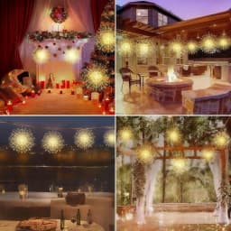 4/5 Hanging Solar Outdoor Fireworks Lights 240/450 LED Flashing Starburst Ball Lights 8 Modes for Gardens Tents Christmas Decor
