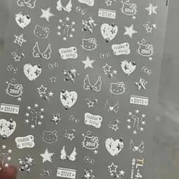 Hello Kitty Christmas & Halloween Series Nail Art, Pencil Case, And Phone Stickers (Silver Foil & Glitter / 2K High-Gloss Finish